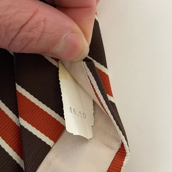 Vintage Kings Lynn Tie Polyester Brown & Cinnamon Striped Necktie Extra Wide‎ - Picture 6 of 7